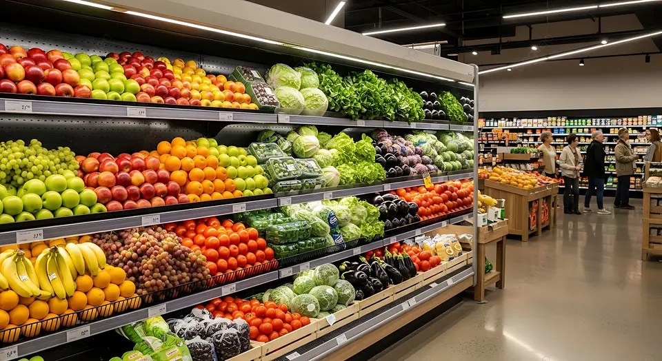 Home Modern supermarket retail store interior representing consumer retail and supermarket operations